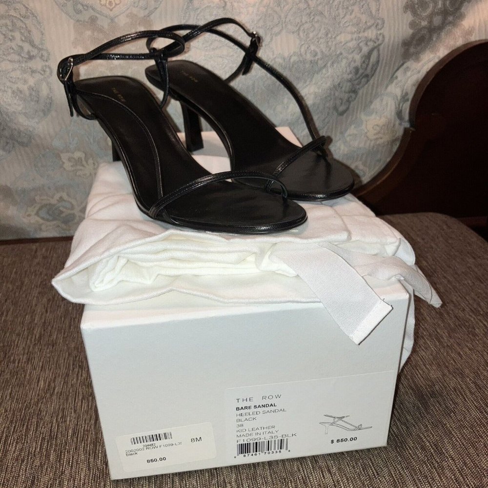THE ROW Sandals BARE SANDAL Black KID LEATHER - Sz 8 M (EU 38) Made in Italy NEW - Picture 1 of 16